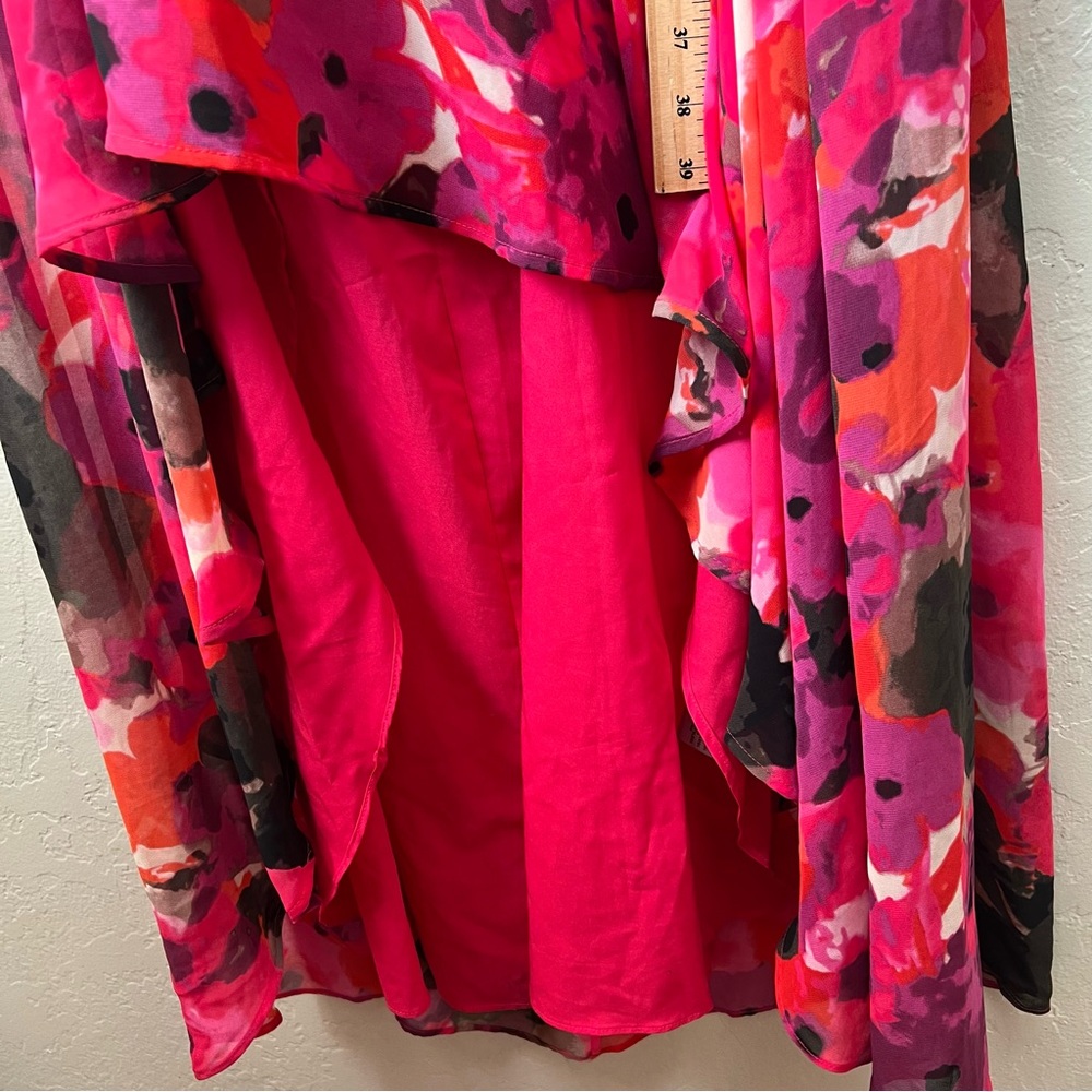 Eliza J Floral High Low Dress Red Black preppy wedding summer bohemian party - Picture 7 of 15